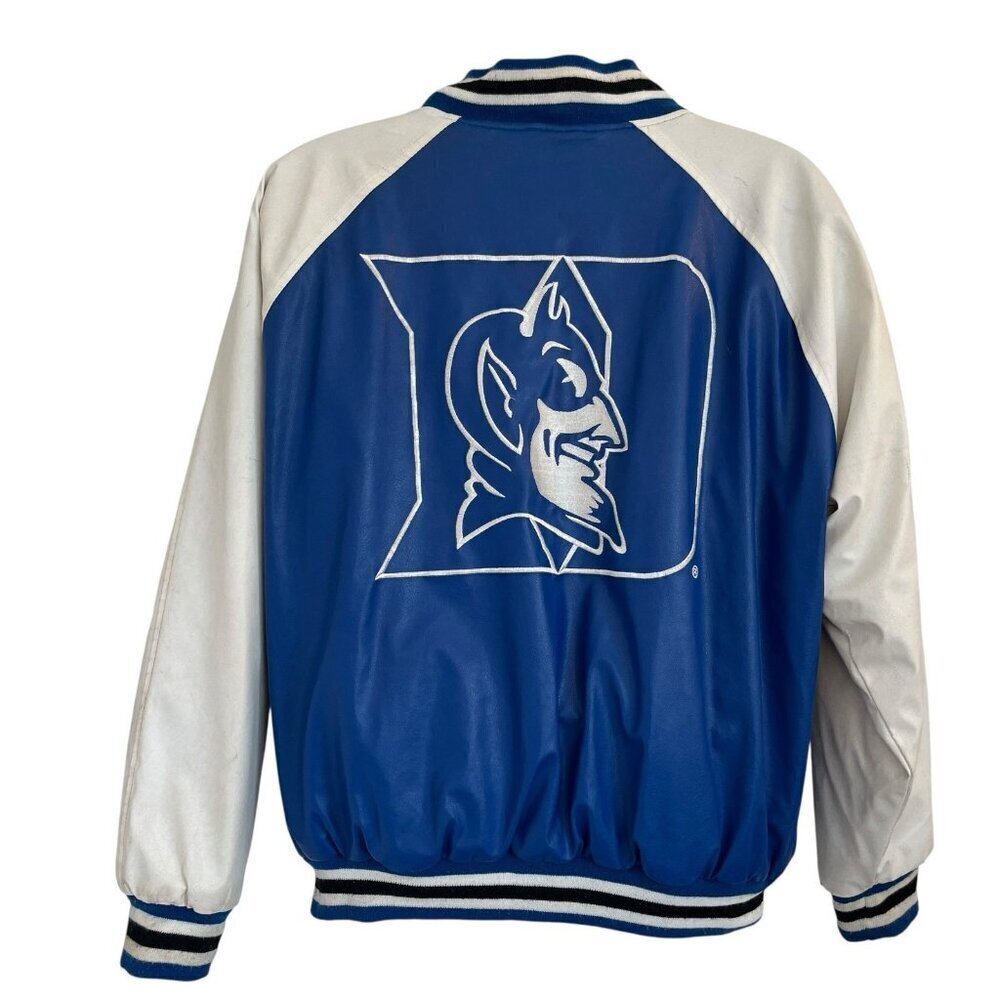 Duke Blue Devils Varsity Wool Blend Jacket L Blue Steve and Barrys Distressed - Picture 3 of 16